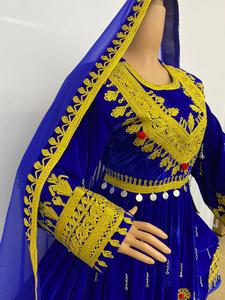 Vestido Kuchi afgano original con el mejor bordado de charma y mangas largas para fiesta - Product Image 5