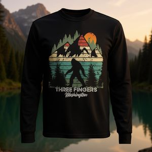 Camiseta Retro Vintage de los 80 de Manga Larga, Camiseta Promocional del Parque Nacional de Washington con Diseño de Tres Dedos - Product Image 3