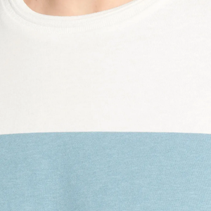 Custom Cotton T-Shirt Mens Streetwear White Blue <b>Panel</b> Design Casual Crewneck Playeras Camisas Apparel Design Wholesale OEM - Product Image 6