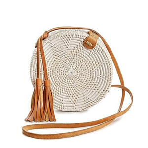 Sac à main en rotin tissé à la main pour femmes bohèmes élégantes doublure en coton automne bracelet en cuir gland été accessoire de mode simple ouvert - Product Image 5