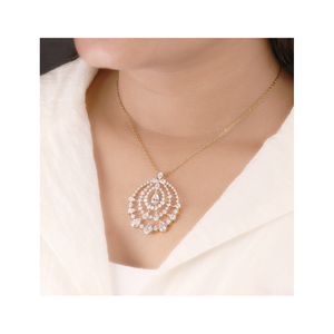 Collier pendentif en cristal élégant pour femmes, bijoux scintillants en or, cadeau - Product Image 5