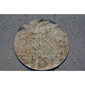 Alfombra turca vintage clásica marrón beige de 3,2x3,2 pies de lana de retazos de área grande con respaldo de látex para pasillo o dormitorio - Product Image 3