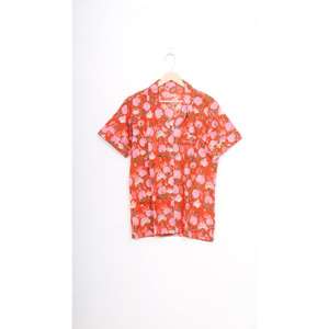 Dernier motif imprimé animal floral pour femmes belle couleur ensemble de robe de nuit 2 pièces-chemise et short en tissu de coton à demi-manches - Product Image 2