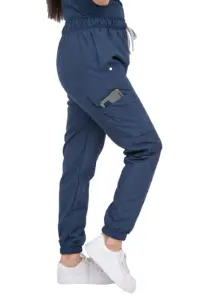 Jogo Cirúrgico para mulheres Jogger azul gasolina, blusa de manga curta com decote Mao e calças para corrida (personalizado)