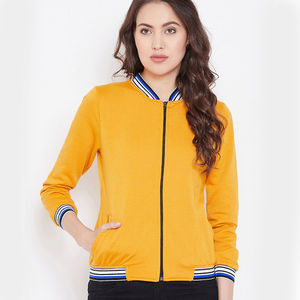 Chaqueta de bombardero acolchada de lana de algodón amarillo para mujer, soporte con logotipo personalizado, manga completa, transpirable para invierno, servicio OEM disponible - Product Image 1