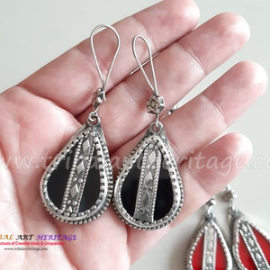 Boucles d'oreilles en argent allemand Kuchi faites à la main bijoux tribaux afghans accessoires ethniques Boho pour femmes - Product Image 2