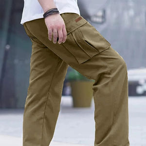 Pantalon décontracté surdimensionné pour homme avec logo personnalisé, style streetwear, taille haute, coupe droite, tissu en toile, pour la saison printanière, prix - Product Image 4