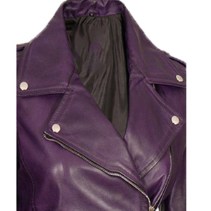Women's Genuine Sheep Leather Winter Motorcycle Jacket Woolen Zipper Solid Eco-Friendly Quick Dry Anti-Wrinkle and Windproof - Product Image 2