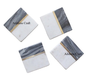 Sous-verres en pierre naturelle de forme carrée de style nordique moderne de 10 cm Sous-verres en marbre de la meilleure qualité pour boissons café thé Sous-verres - Product Image 1