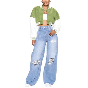 Chaqueta universitaria transpirable tejida de algodón corta personalizada para mujer estilo de béisbol de invierno con técnicas teñidas lisas recortadas al por mayor - Product Image 3