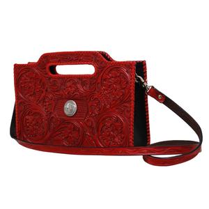 Bolso de mano de cuero de vaca de moda Vintage bohemio ecológico hecho a mano rojo Correa al por mayor fabricante vaquera bandolera - Product Image 1