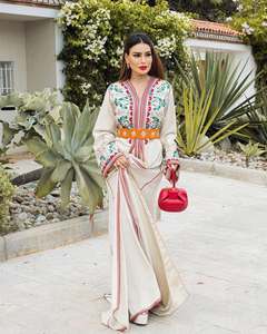 Muy hermoso buscando vestido marroquí blanco nieve caftán hilo de seda multicolor muy elegante MashaAllah subhanallah - Product Image 5