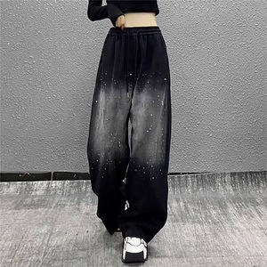 Pantalon de survêtement à jambes larges avec sangles personnalisées pour hommes pantalon de survêtement en nylon surdimensionné pantalon de survêtement évasé avec logo personnalisé - Product Image 4