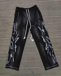 Chándales de invierno para hombre, de corte holgado, con capucha, tejidos, totalmente estampados, lisos, transpirables, estilo urbano, de forro polar, con pedrería, OEM, con lavado ácido - Product Image 4