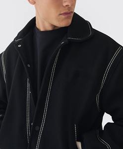 2025มาใหม่เสื้อครอปผ้าฝ้ายขนแกะ100% เสื้อครอปแจ็คเก็ตฮิปฮอปแนวสตรีทเสื้อตัดเย็บแบบชนสีตัดกัน - Product Image 3