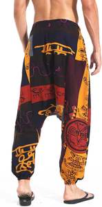 Men's Drawstring Aladdin Hippie Harem Pants Loose Drop Crotch <b>Trousers</b> 2 side pockets Stretchy waist pants <b>trouser</b> - Product Image 2