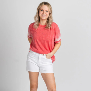 Logo personnalisé impression acide lavage T-Shirt femmes durable Jersey matériel respirant coton peigné écologique Streetwear été - Product Image 4