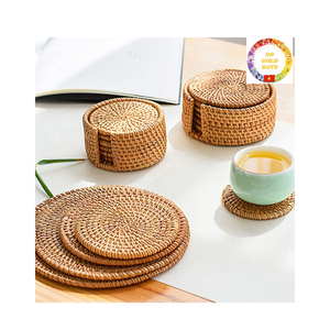 Round Boho Rattan <b>Charger</b> <b>Plate</b> Handmade Wicker Placemat Rustic Decorative Wedding Tableware Vietnam - Product Image 1