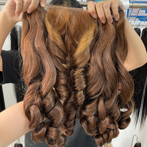 Paquets de cheveux humains bouclés rebondissants avec fermeture à lacet 4X4 26 pouces Premium Standard vietnamien cheveux bouclés bruts couleur chaude - Product Image 4