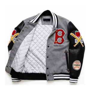 Chaqueta Universitaria Unisex de Lana Bordada, Estilo Letterman, con Logotipo Frontal y Cuello Alto, Ideal para Invierno - Product Image 5