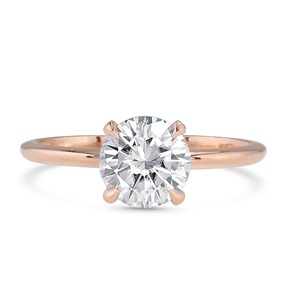 Bague solitaire en diamant rond brillant étincelant 14 carats 18 carats en or rose blanc jaune massif avec diamants de laboratoire GIA pour elle DS0175 - Product Image 5