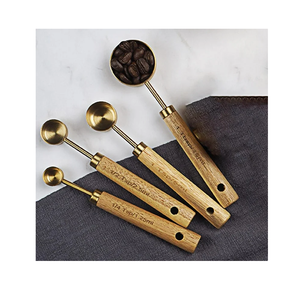 Cuillère à mesurer personnalisée en bois massif et laiton artisanale de haute qualité bon marché - Product Image 6