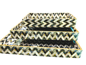 Plateau de cuisine en bois moderne design écologique, fait à la main, revêtement en émail élégant pour la maison, plateau de service élégant pour la décoration des aliments - Product Image 2