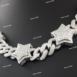 Collar de Cadena Cubana con Diamantes de Imitación Moissanite, Estilo Hip Hop, Joyería de Plata con Aspecto de Diamante - Product Image 3