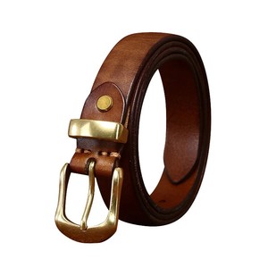 Style de rue hommes véritable peau de vache ceinture en cuir classique boucle ardillon cuir pleine fleur plaine noir marron alliage usine en gros - Product Image 1