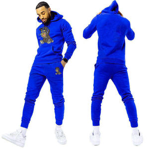 2025 Unisex personalizado para Puff Print Flared Pullover Sudadera con capucha Chándales Trending Winter Sweatsuit con trajes de sudor apilados para hombres - Product Image 2