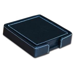 Juego de posavasos ecológico de 4 piezas en cuero negro genuino con diseño especial - Product Image 1
