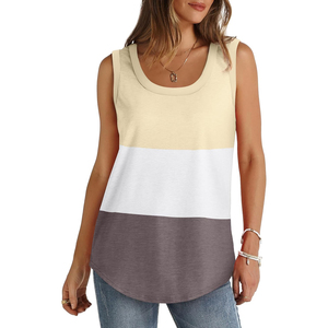 Débardeurs d'été pour femmes, écologiques, à séchage rapide, manches amples, col Peter Pan, ourlet arrondi, tissu tricoté, bordure côtelée, perles - Product Image 1