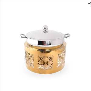 Luxury Food Warmers 3 Pcs Handmade Metal and Wooden Round Casseroles With Mother of Pearl Highlights for Premium Serving - Product Image 5