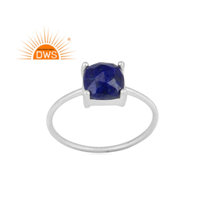 Vente chaude Fine Sterling Silver Naturel Lapis Lazuli Gemstone Bague Empilable Bijoux Personnalisés Pour Les Femmes Cadeau Pour Elle - Product Image 1