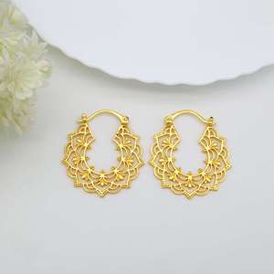 Elegante étnico 18K oro geométrico recorte pendientes minimalista hecho a mano bohemio encanto moda gota diseño señoras Navidad - Product Image 5