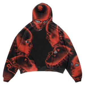 High Street Series Washing Stone Acid Washed Vintage Hoodie Hombres Alta calidad 100% Cotton Acid Washed Hoodie - Product Image 3