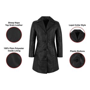 เสื้อโค้ทตัวยาวสำหรับผู้หญิงเสื้อโค้ทตัวยาวสไตล์ลำลองหนังแท้กระดุมตกแต่งขนาดพิเศษงาน OEM ตามสั่ง - Product Image 6