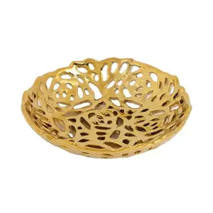 Plateau de service en aluminium plaqué or fait à la main sur mesure pour chocolat Dray Fruits Table Dessert Utilisation - Product Image 1