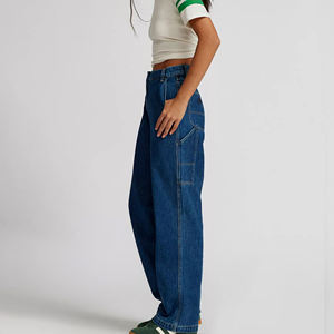 Femmes Premium Denim Baggy été pleine longueur lavé surdimensionné bouton Fly pantalon respirant mi plat avant décontracté hiver jean - Product Image 5