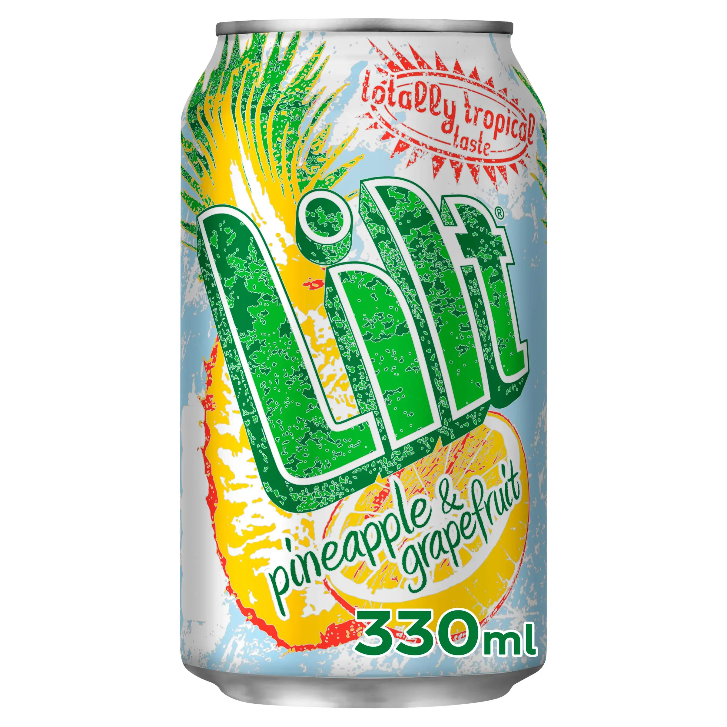 Lilt Can jus, ananas de dégustation tropicale et boisson gazeuse pétillante orange avec sucre et édulcorants. 330 Ml (X24 pack)