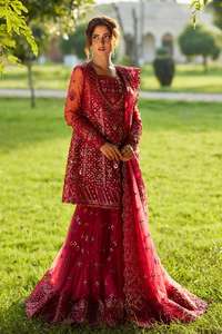 Ropa India pakistaní gasa completamente pesada bordada Anarkali Daman mangas bordadas CutWork borde 50 pulgadas Ghera encaje - Product Image 2