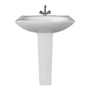 Ensemble d'évier de Lavabo sur pied rectangulaire en céramique blanche à bas prix direct d'usine pour les hôpitaux en Inde et au Bangladesh - Product Image 5