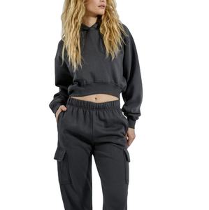 ชุดเซ็ตฮู้ดดี้และกางเกงวอร์มผ้าฟลีซพิมพ์ลายโลโก้ตามสั่งสำหรับผู้หญิง 2 ชิ้น เสื้อครอปท็อปและกางเกงขายาวลำลองสำหรับฤดูหนาว 2026 - Product Image 6