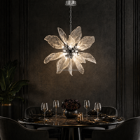 Lustre moderne en forme de fleur, art luxueux pour salon, villa, salle à manger, lumière d'ambiance décorative d'intérieur, luminaire suspendu LED à 18 têtes