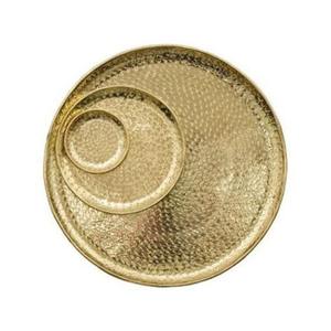 Grand plateau de service en laiton martelé, créé pour un style de maison rustique et des présentations de table élégantes avec un savoir-faire texturé - Product Image 1