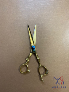 Tijeras de Barbero Profesionales de Acero Inoxidable con Hoja Recta y Recubrimiento Dorado, Anillos Especiales Únicos - Product Image 5