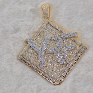 VVS Custom Moissanite Pendant, Fully Ice out Charm Logo Diamond Pendant, Men Hip Hop Customized Party <b>Necklace</b> Gift - Product Image 2