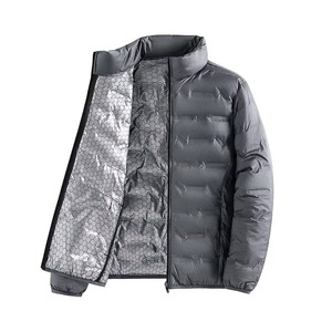 Men's Navy Blue Down Filled Puffer <b>Jacket</b> Stand Collar Winter Warm <b>Zip</b> <b>Up</b> Outerwear OEM Wholesale Manufacturer - Product Image 4