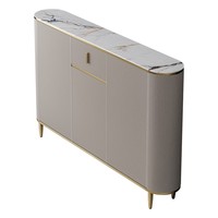 Buffet de luxe moderne à cannelures avec plateau en pierre frittée, portes en MDF peintes, corps en contreplaqué – Idéal pour salle à manger, salon, hôtel