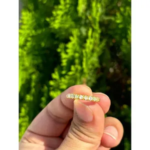 925 Silver Eternity Half Band <b>Ring</b> Moonstone Opal <b>Dainty</b> Platinum Jewelry for Everyday Wear Promises 14k Metal Purity Rhodium - Product Image 2